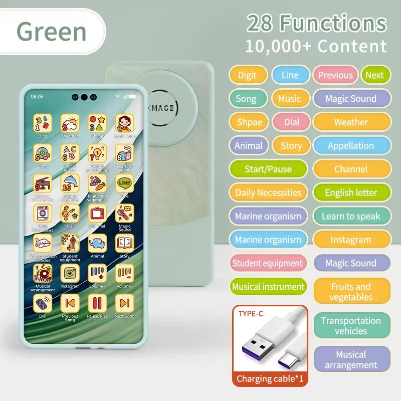 Kids Smart Simulation Phone Toy Rechargeable Touchscreen Early Education