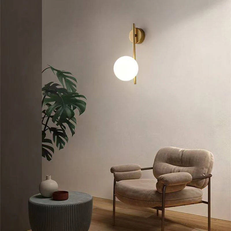Bedroom LED Wall Lamps with 9W G9 Bulb Hardwired Indoor Frosted Glass Ball Wall Lights Wall Sconce for Bar Kitchen AC110-220V