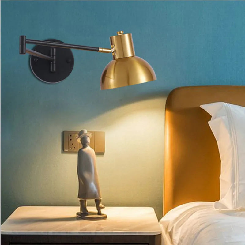 Modern Indoor Touch Sensor Wall Lights Adjustable Swing Long Arm LED Wall Lamps Internal Bedside Lighting Decor Sconce Lights