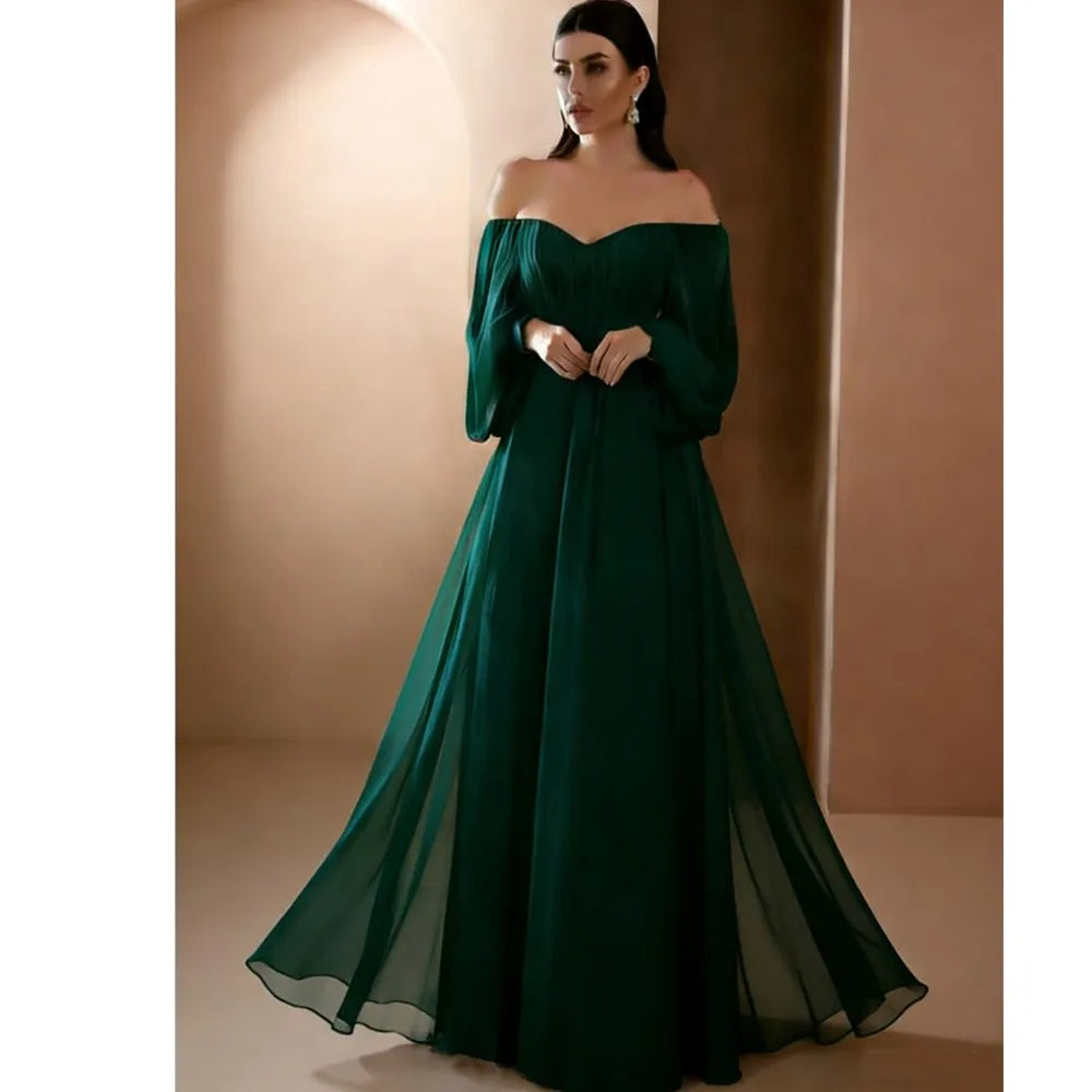 Dresses For Woman Vestidos Solid Color Slim Robe Evening Dress One Line