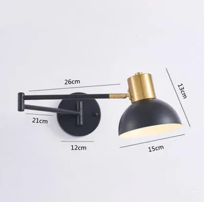 Modern Indoor Touch Sensor Wall Lights Adjustable Swing Long Arm LED Wall Lamps Internal Bedside Lighting Decor Sconce Lights