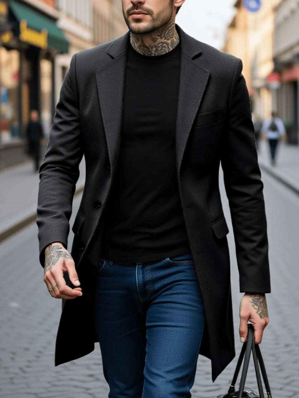 Men's Fashion Thickened Woolen Coat For Winter Single-Breasted Design With Premium Warm Jacket Trendy Style Sophistication