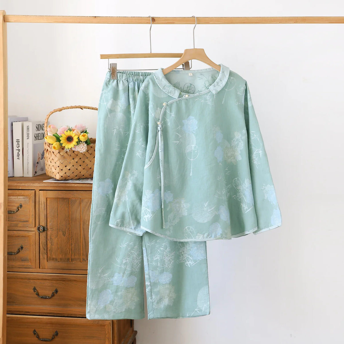 Knitted Suits Sleepwear Women Pajama Autumn Two Piece Night Wear For Ladies Sleepwear Pure Cotton Long Sleeve Pyjama-Sets