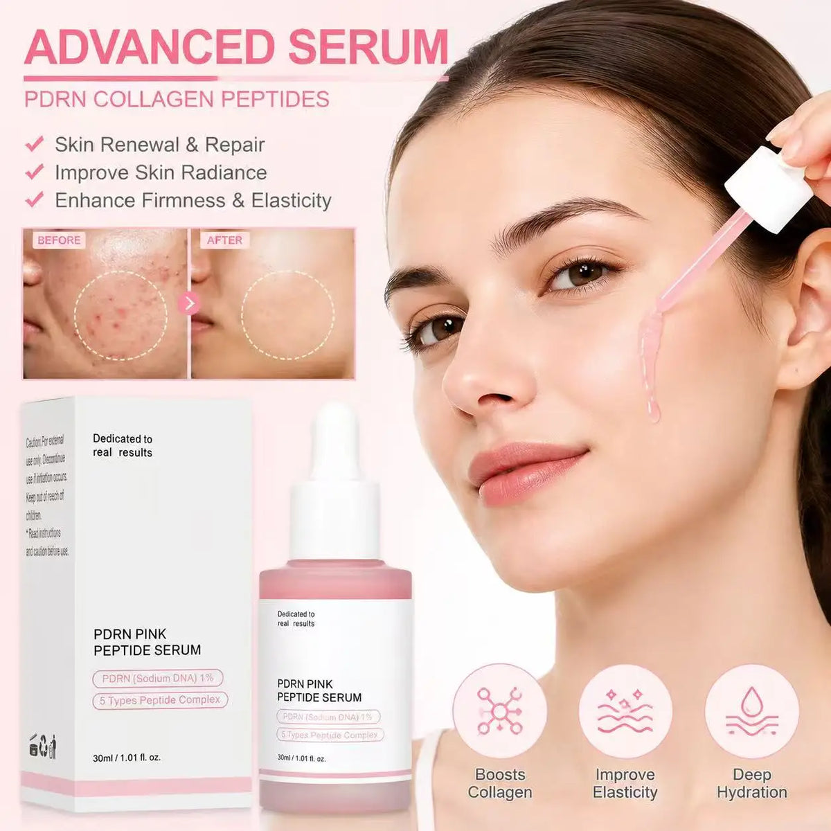 Korean Salmon PDRN Collagen Serum Fix Dull Skin Boost Elasticity Promote Skin Regeneration Repair Damaged Skin