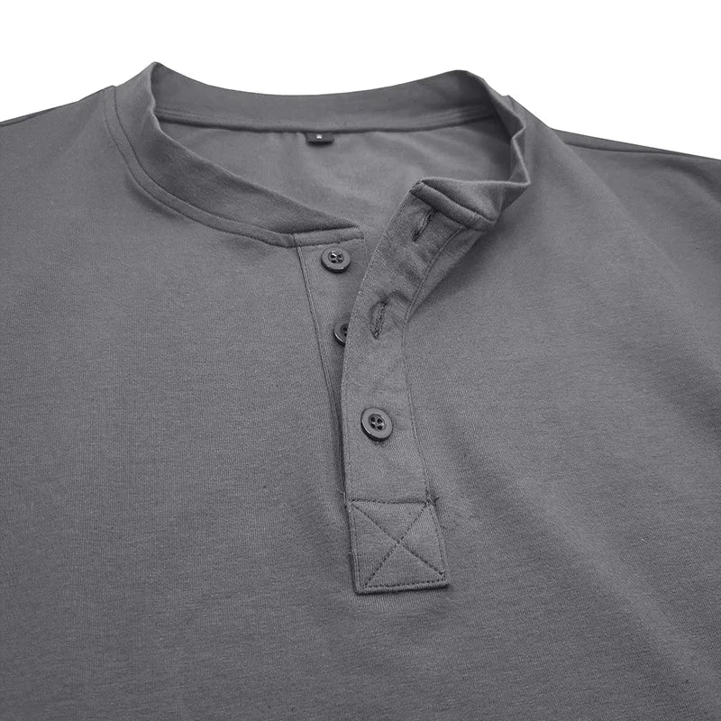 Men's Long Sleeve Henley Shirt Casual Slim Fit Button Neck Pullover Top Soft Solid Color Basic Tee for Daily Wear & Layering