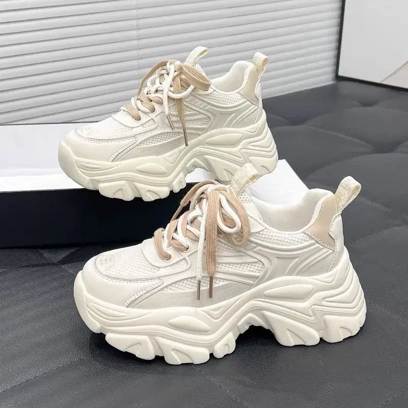 Women Whit High On Platform Ladies Shoes Daily Routine Light Korean