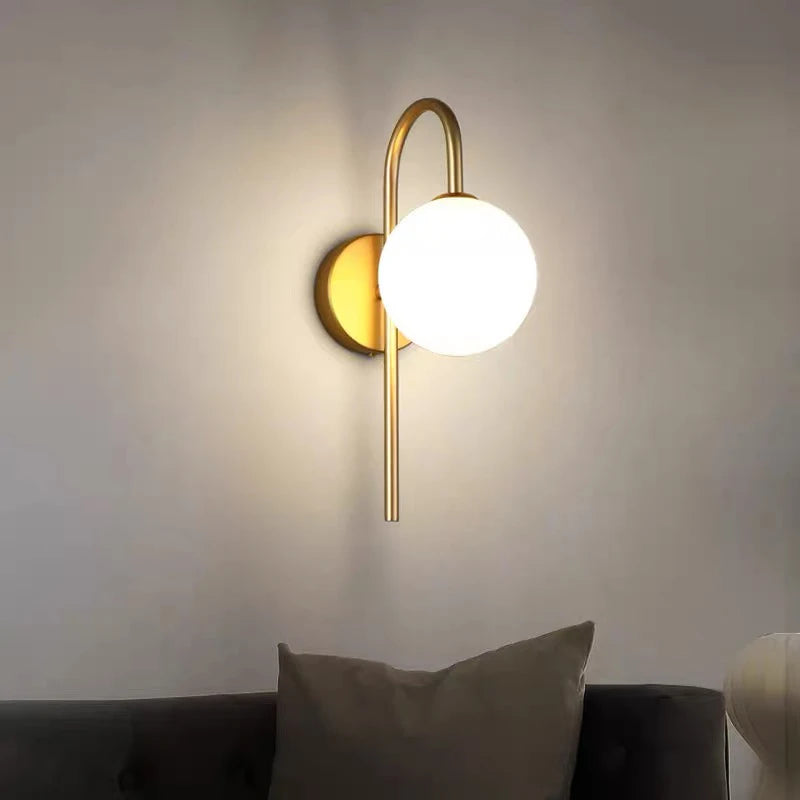 Bedroom LED Wall Lamps with 9W G9 Bulb Hardwired Indoor Frosted Glass Ball Wall Lights Wall Sconce for Bar Kitchen AC110-220V