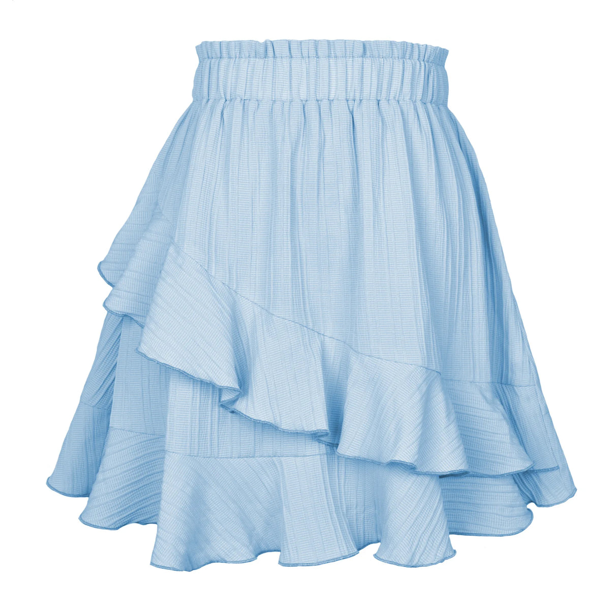 Women Skirts Women Ruffle Skirt High Waist Irregular Solid Color Short