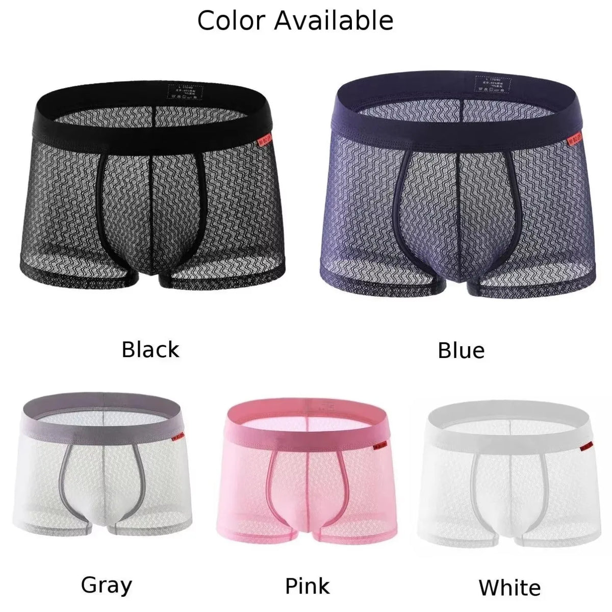 Mens Sexy Mesh Middle Waist Underwear For Hot Man Boxer Elastic Briefs Ultra-Thin Solid Underpants Gay Sissy Bulge Pouch Panties