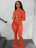 Active Wear Women'S Set Hooded Tops Wide Leg Flare Bell Bottom Pants
