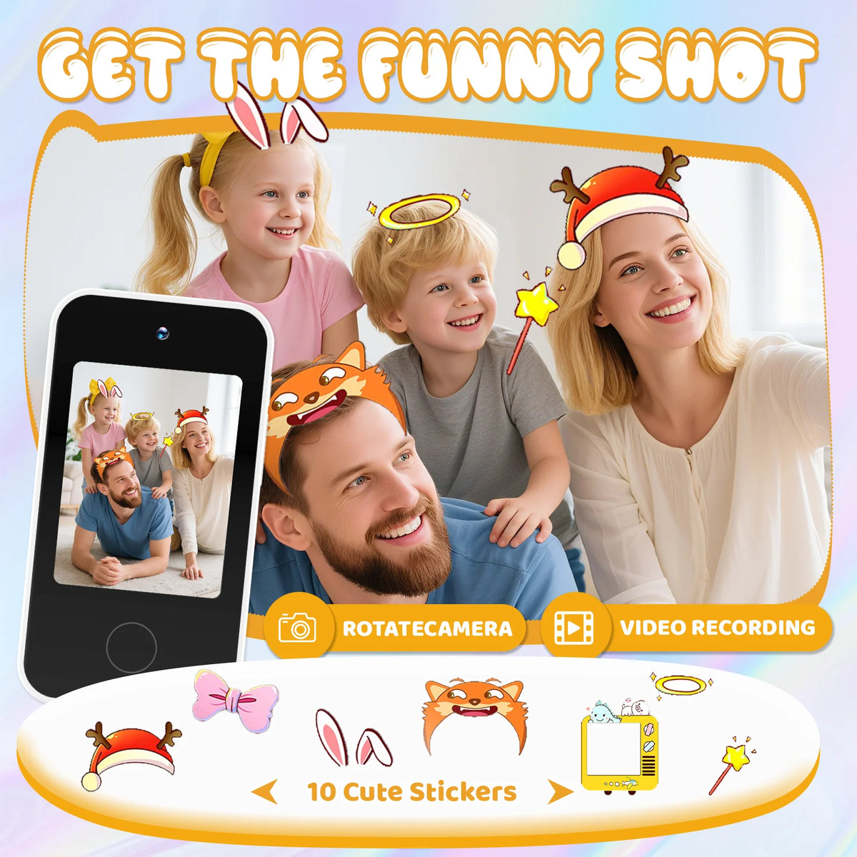 Kids Smart Phone With Dual Camera, 2.8" Touchscreen, 720P IPS Display,