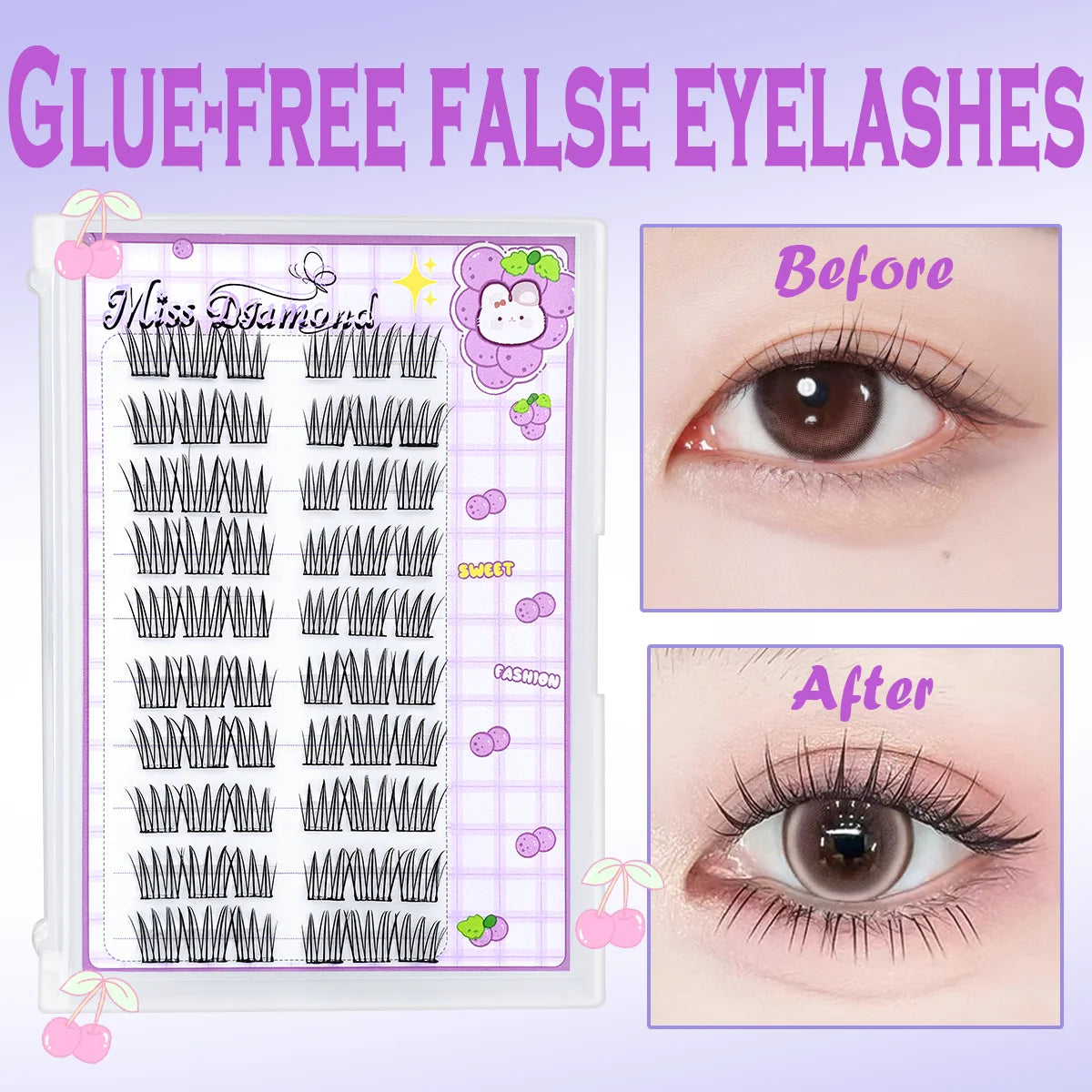 No Glue Needed Idol False Eyelashes Large Capacity 7-9mm Self Adhesive