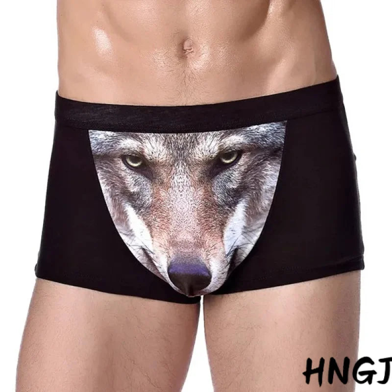 Men's Wolf Print Modal Boxer Shorts
