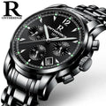 ONTHEEDGE Mens Watches Top Brand Luxury Business Quartz Watch Men All Steel Blue Face Waterproof Chronograph Relogio Masculino