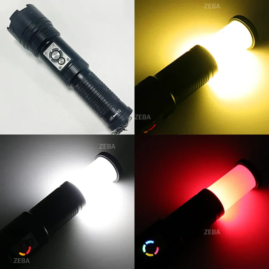 2026 Powerful LED Flashlight Rechargeable Flashlights Built-in 2*18650 Tactical Torch Long Range 4500M Camping Fishing Lantern