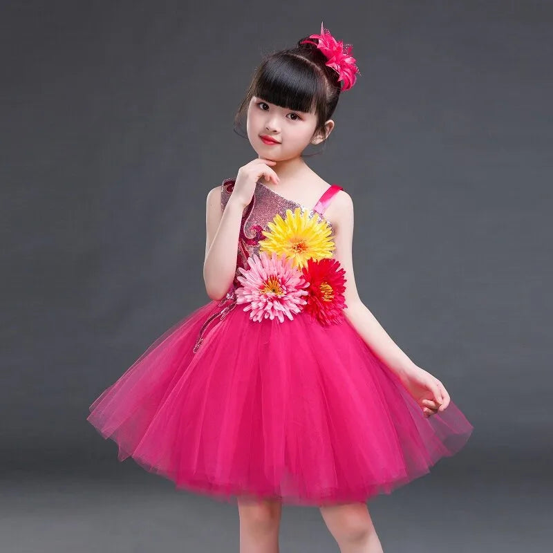 Multicolored Dance Dress Girls Modern Dance Costume Girls Contemporary