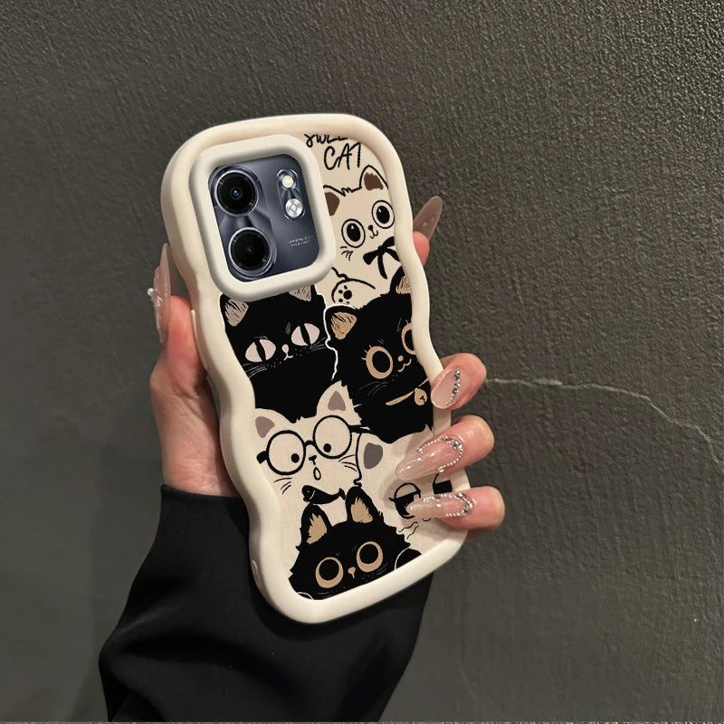 Smart 9 Six Cats Wavy Shape Silicone Phone Case For Infinix Smart 9 8