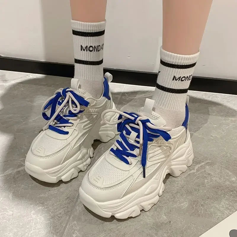 Women Whit High On Platform Ladies Shoes Daily Routine Light Korean