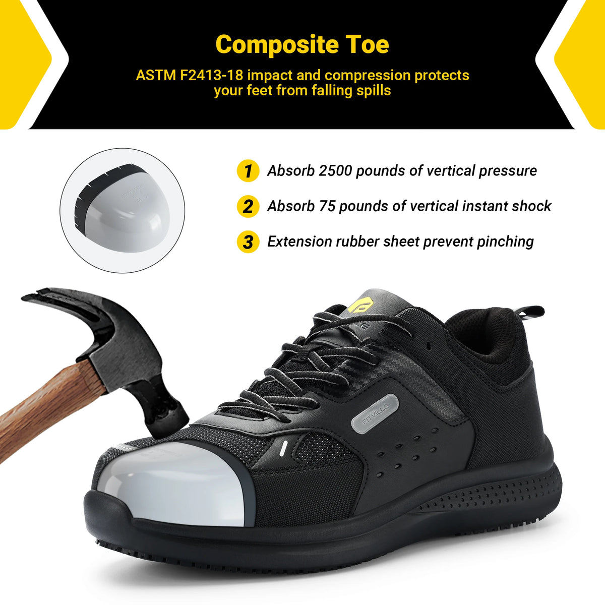Fittington Men's Steel-Toe Work Shoes