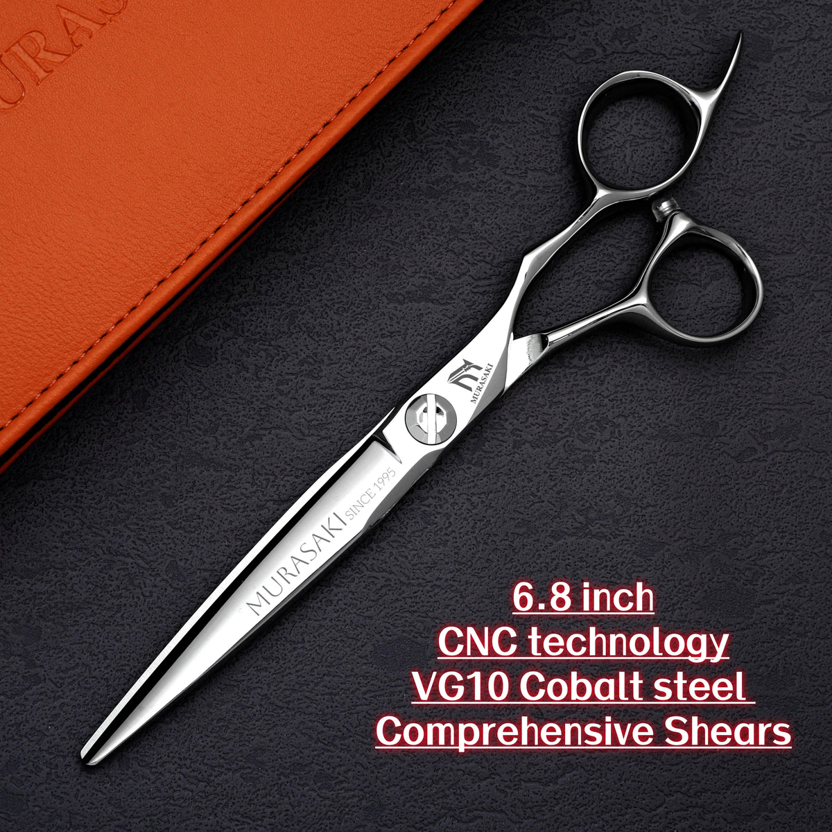 MURASAKI Top-level CNC Barber Scissors Set, Japanese VG10 Steel Barbershop Accessories, 5.7-6.3-6.8 Inches Hair Cutting Shears