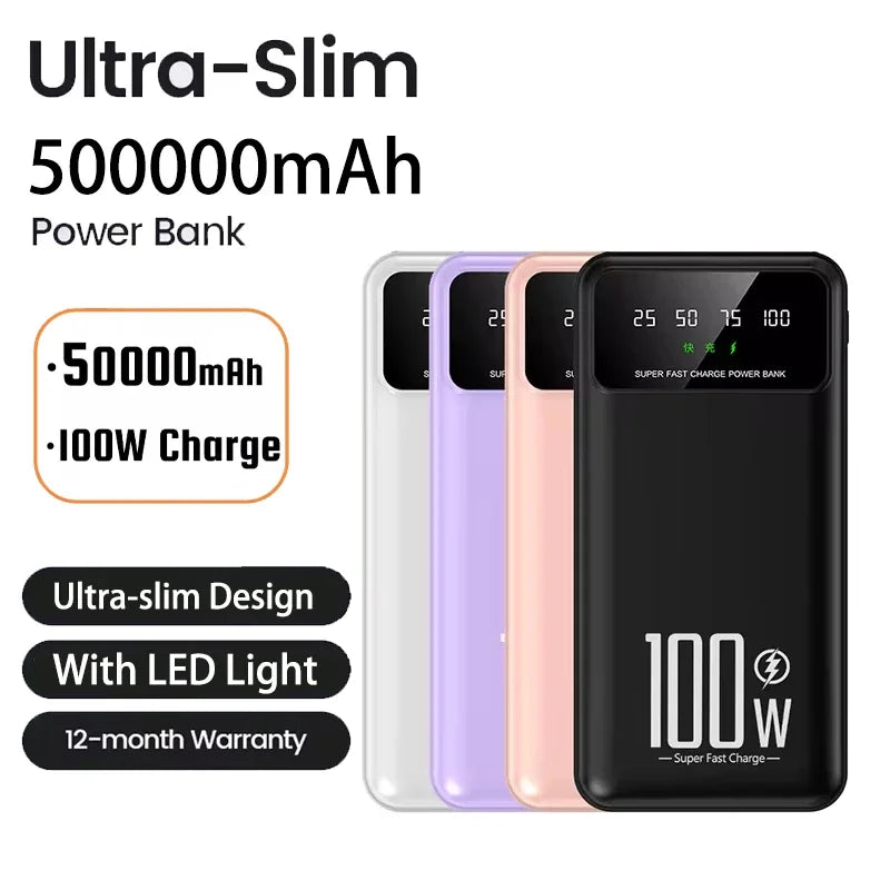 20000mAh Digital Display Power Bank 100W High Speed Fast Charger With