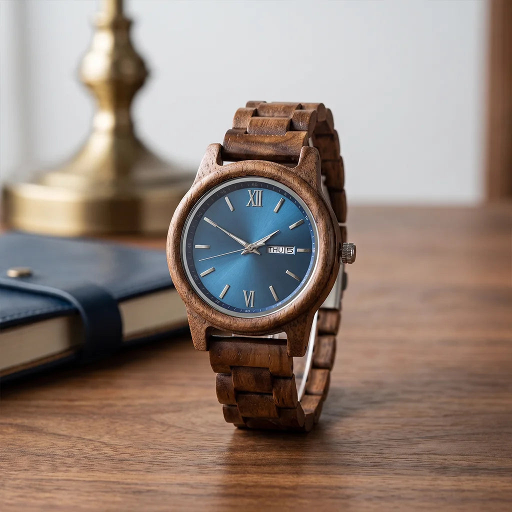 Men's Wooden Chronograph-Style Watch