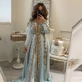 Sky Blue Moroccan Kaftan Caftan Muslim Evening Dresses Long Sleeves