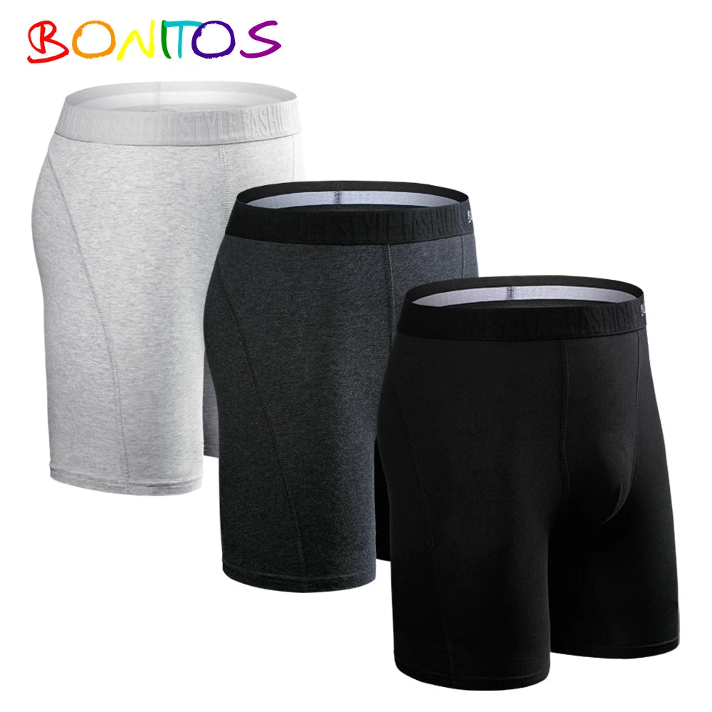 Men's Cotton Long Boxer Shorts – 3 Pack