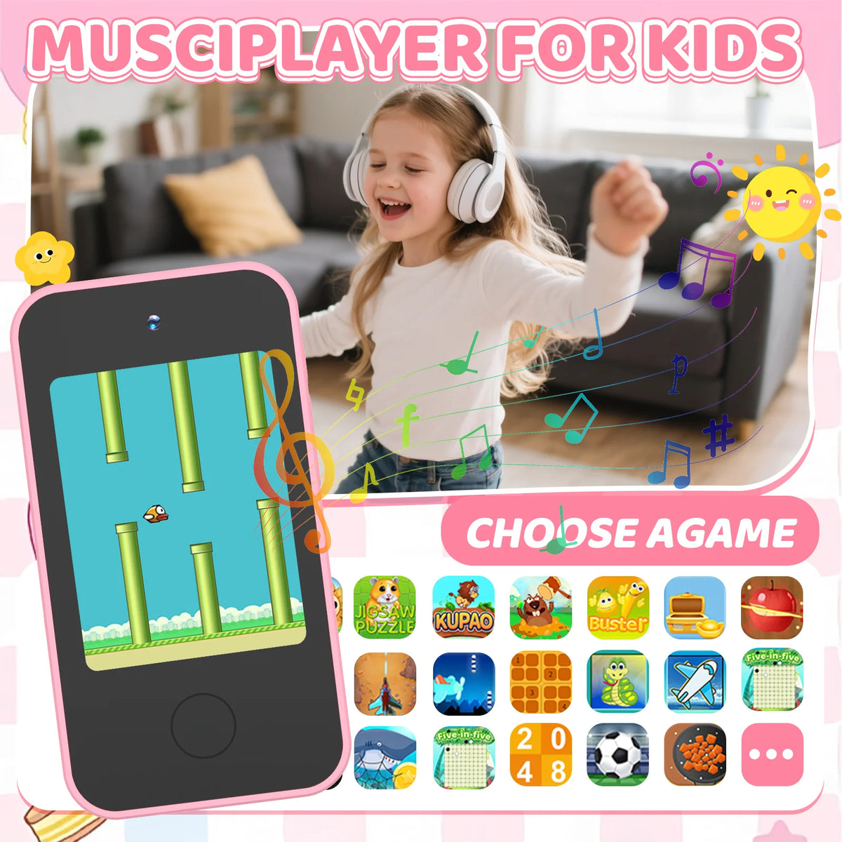 Smart Phone Toy For Kids Touchscreen Dual Camera HD Educational Game