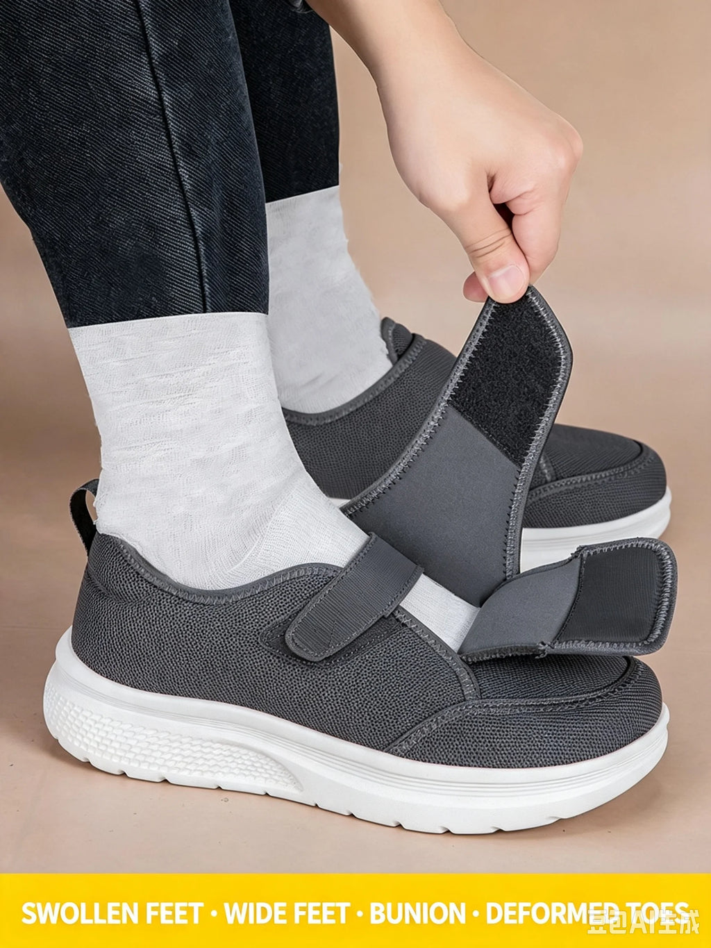 Wide-Fit Adjustable Walking Shoes