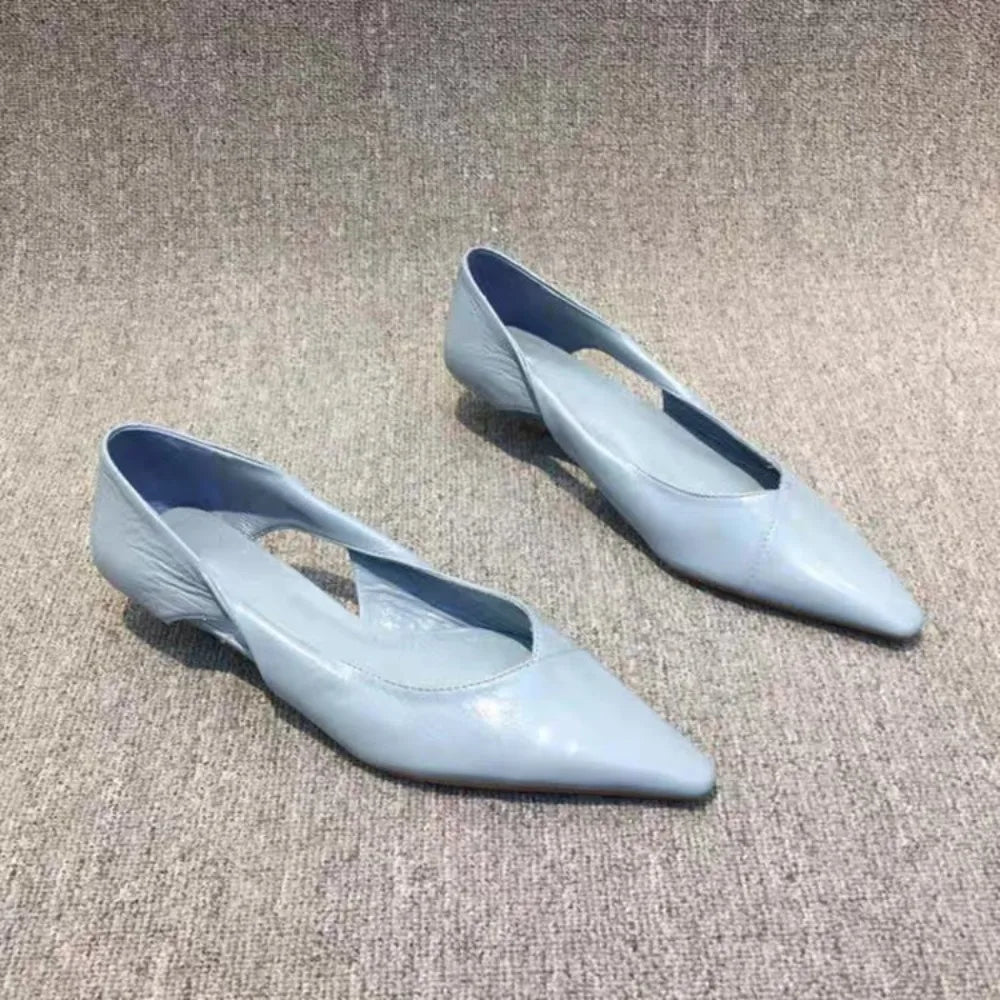 Shoes for Woman Women'S Summer Moccasins Blue Low Heel Elegant Pointed