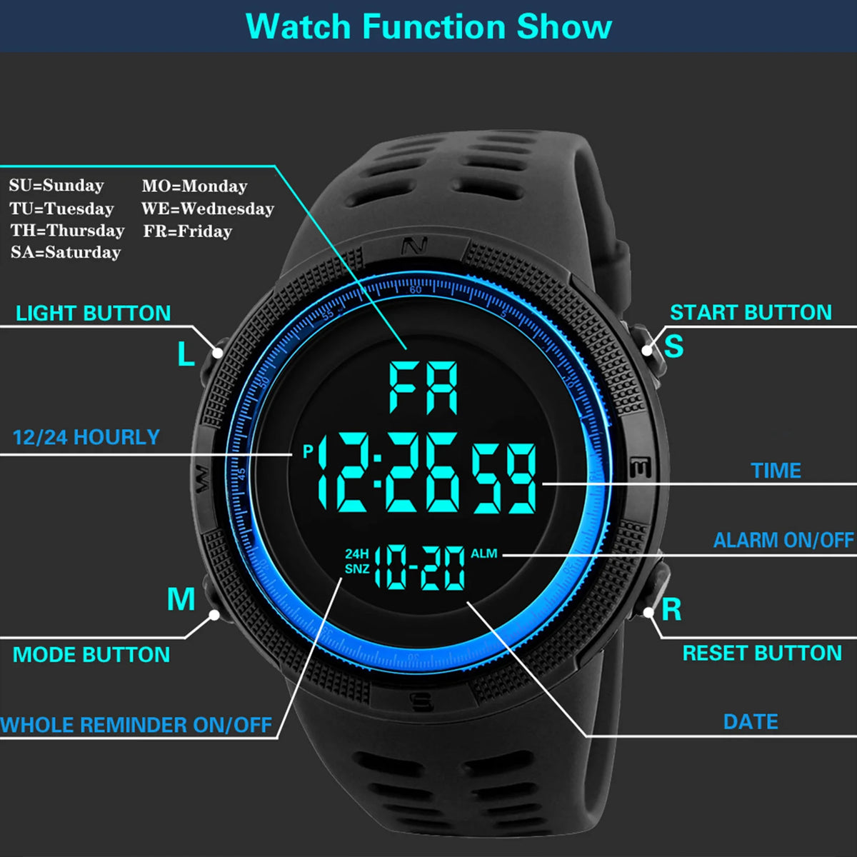 Men's Digital Outdoor Sport Watch