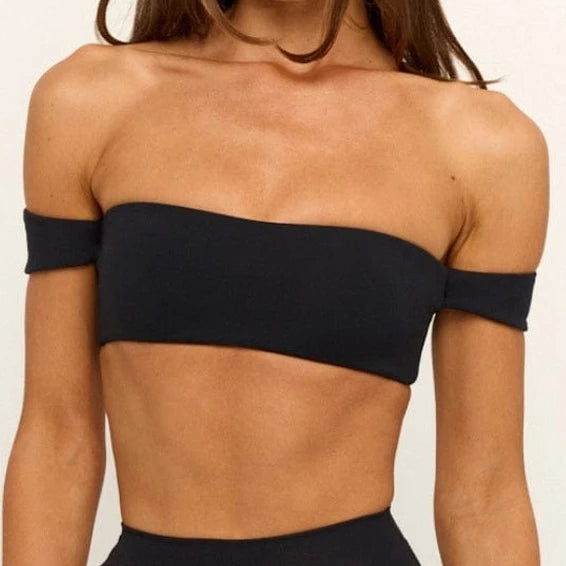Women'S Underwear Yoga Set with Chest Pads Strapless Sports Fitness Top