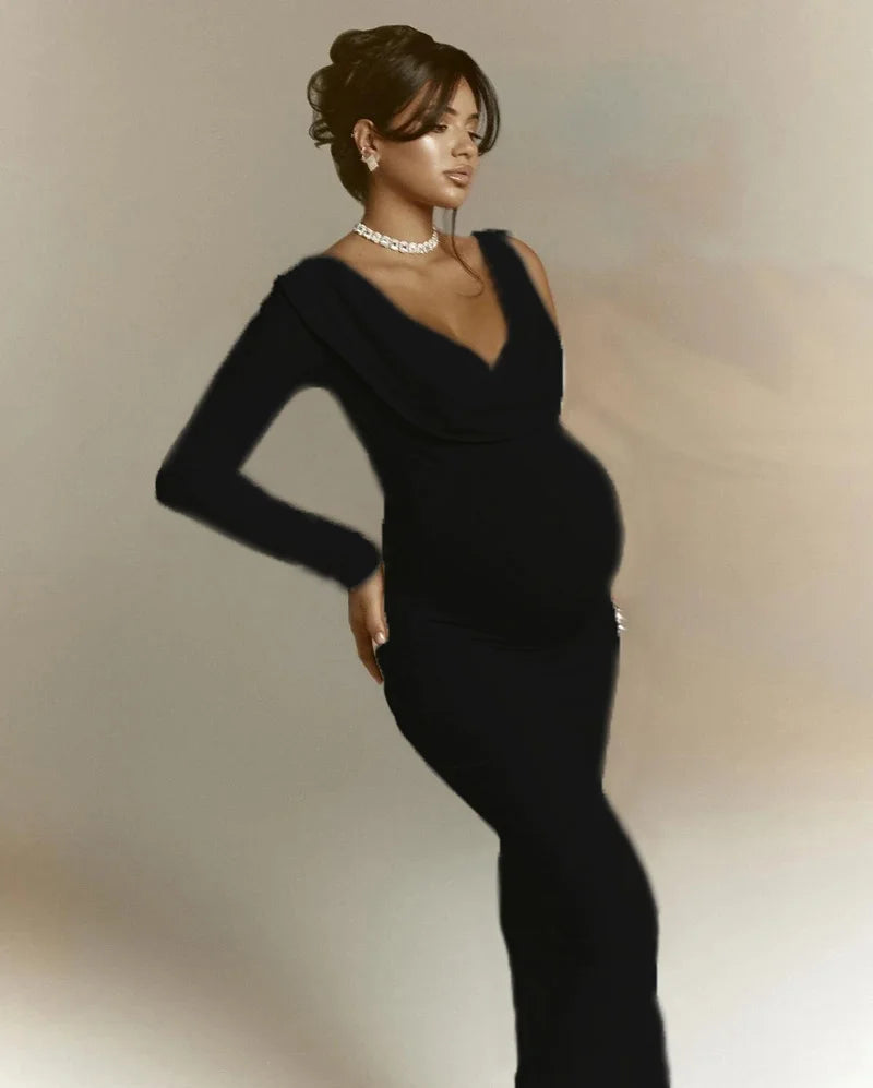 Maternity Dresses And Pure Color One Shoulder Body Con Maternity Dress