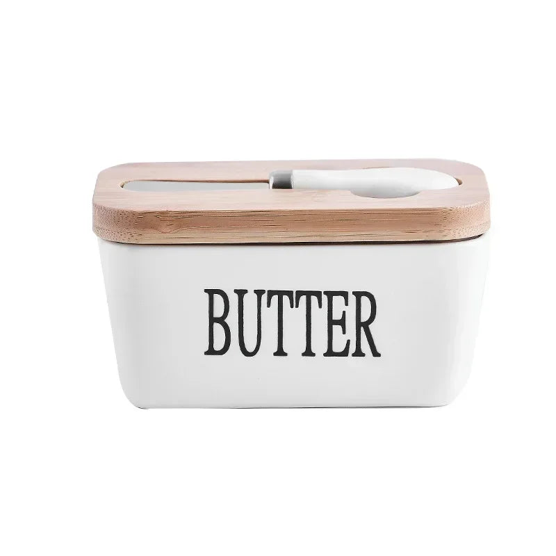 Ceramic Butter Container Box Restaurant Sealed Storage Box Cheese Box