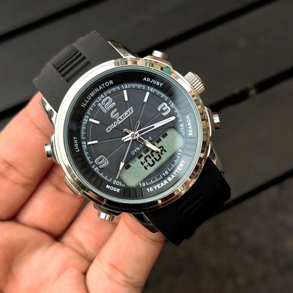 Men's Dual Display Electronic Watches  Automatic Luminous Watch Waterproof Dual Movement Date Multi-function Chronograph Alarm