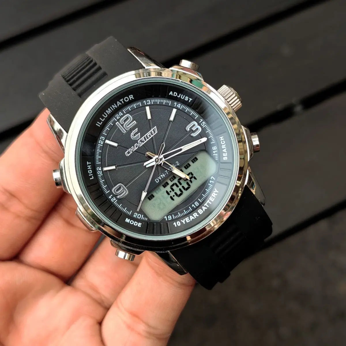Men's Dual Display Electronic Watches  Automatic Luminous Watch Waterproof Dual Movement Date Multi-function Chronograph Alarm