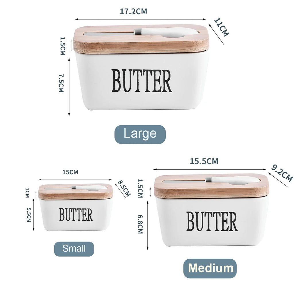 Ceramic Butter Container Box Restaurant Sealed Storage Box Cheese Box