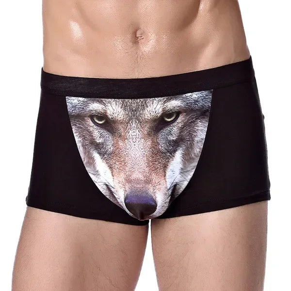 Men's Wolf Print Modal Boxer Shorts