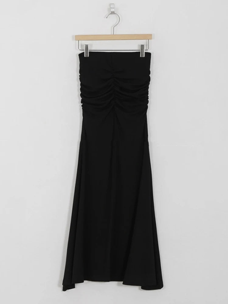 Shirring Satin Skirts for Women High Waisted Skirt Women A-Line Elegant