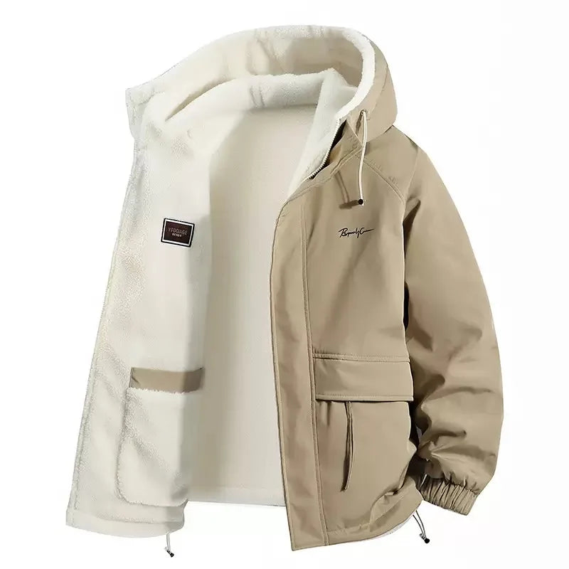 Winter Fashion Trend With Thick Fleece and Warm Hooded Jacket For Men's Casual Loose Sports Plus Large Size High-Quality Jacket