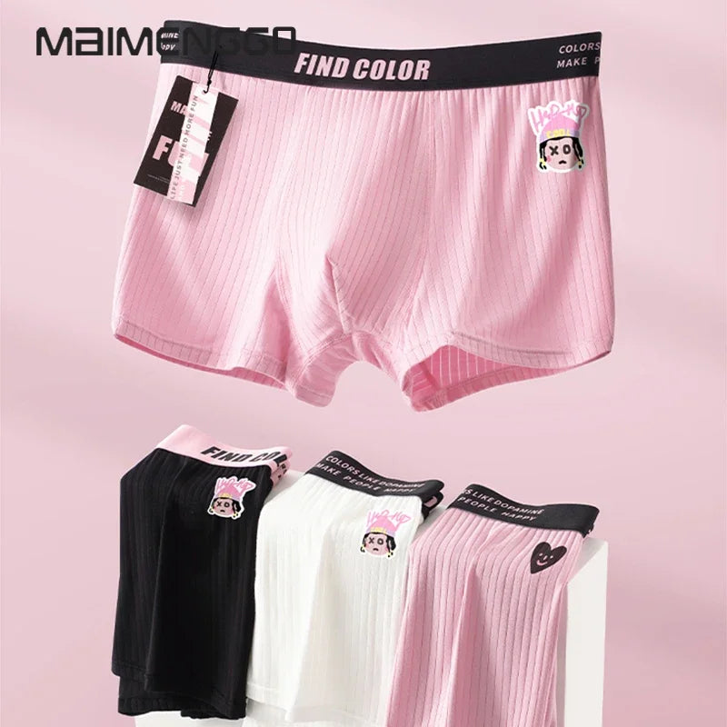 Mens Panties Boxers Modal Cotton Men's Underwear Breathable Man Boxershorts Striped Underpants Skin-friendly Boxer Shorts Pink