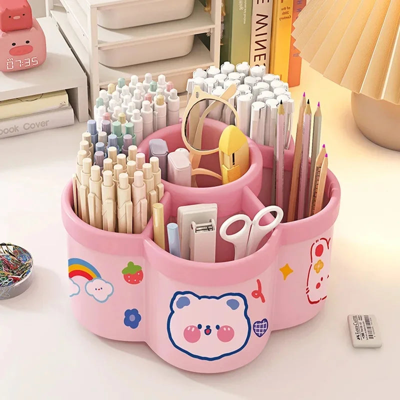 Rotating Desk Organizer, Large Makeup & Pen Holder For