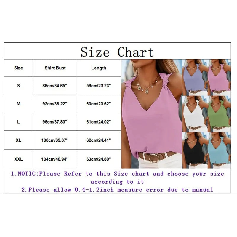 Active Tops For Women Women'S Casual V Neck Knotted Tie Sleeveless