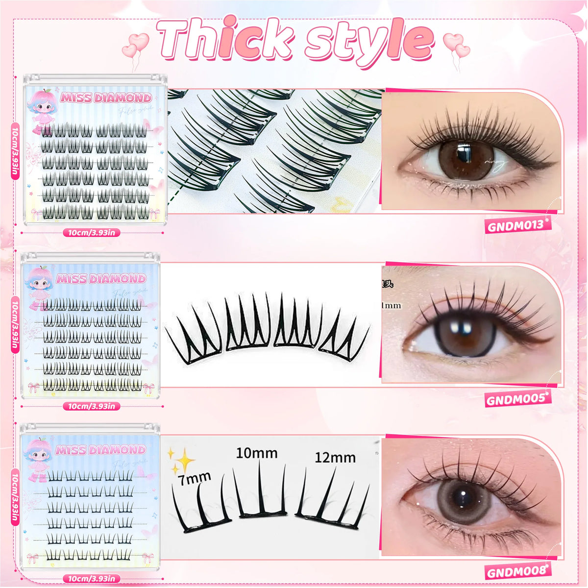 Glue-Free Lashes Cluster Ultra-Thin Sheet Series False Eyelashes Zero