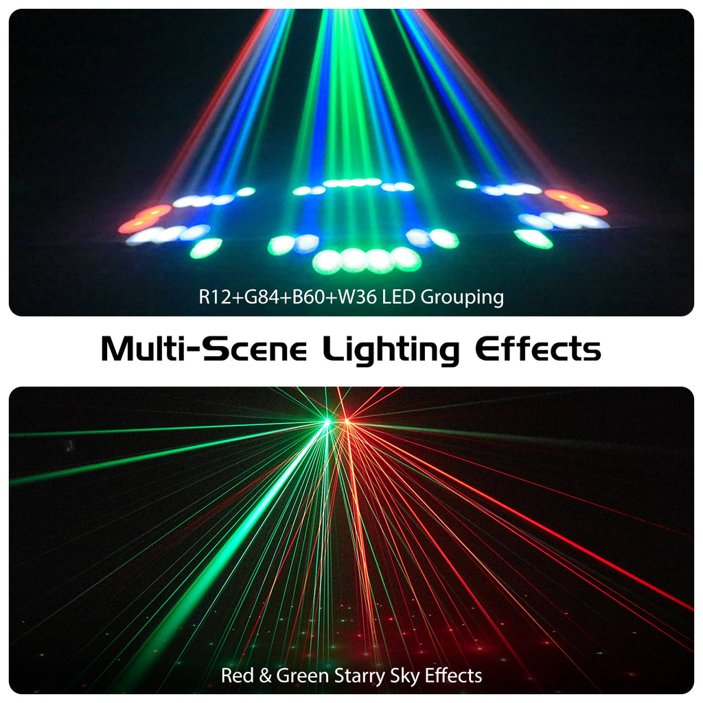 Datewink 30W RGBW LED Stage Light Three-Head Airship Projector Pattern Effect Light DMX For DJ Disco Party Wedding Bar Christmas