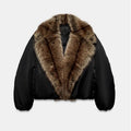 Winter Fashion Big Faux Fur Cotton Collar Coat For Women Trend Long Sleeves Warm Loose Jacket 2025 New Lady Daily Streetwears