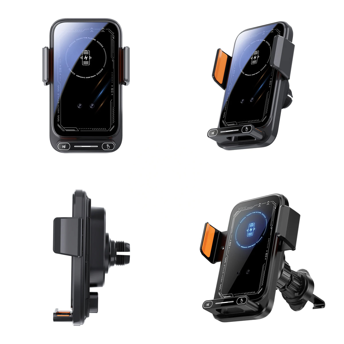 Smart Sensing Car Phone Holder 15W Qi Wireless Charging Motorized