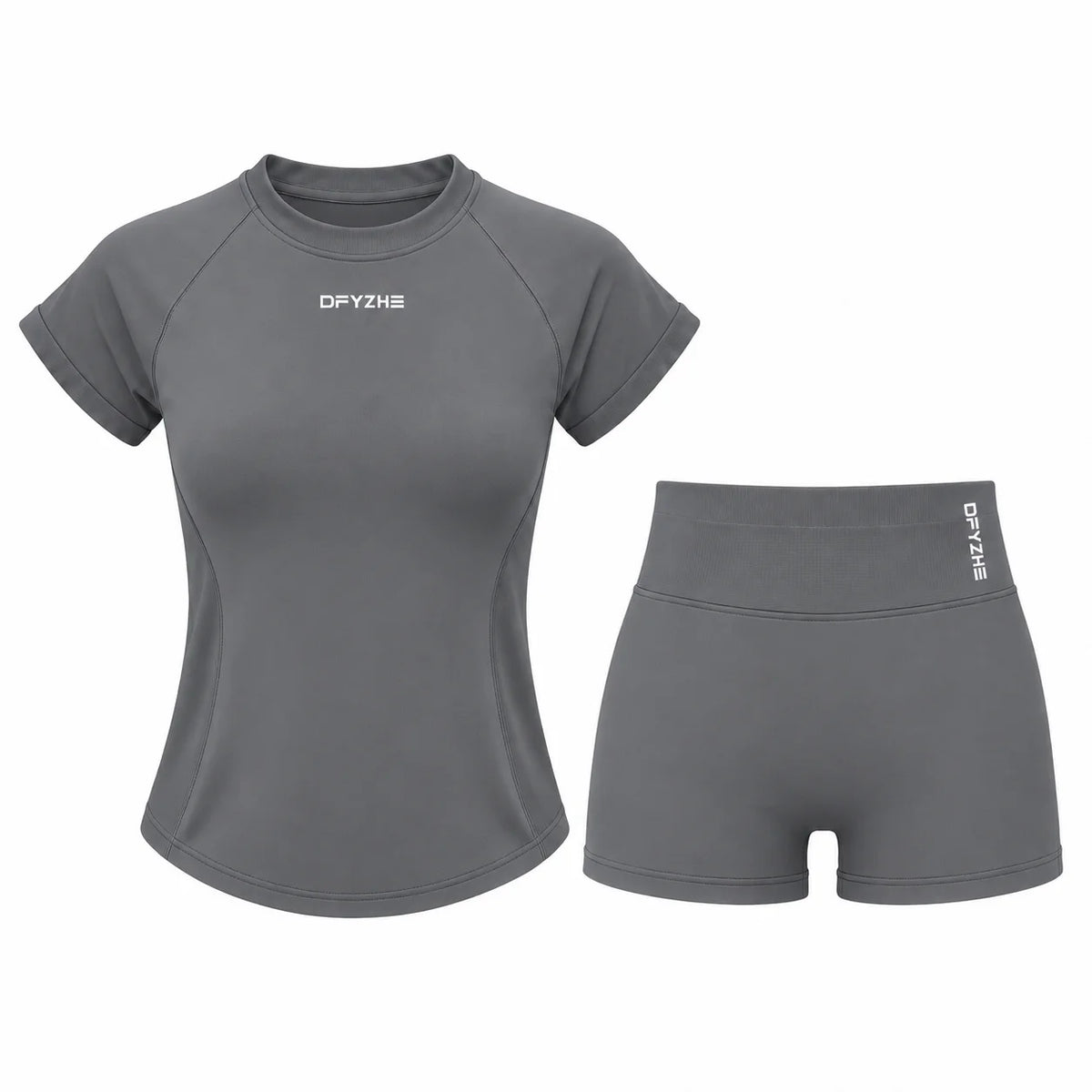 Women'S 2 Piece Activewear Set, Fitted Short Sleeve Workout Top & High