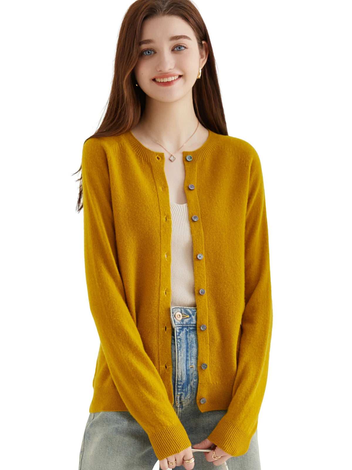 Knit Cardigan for Women Sweater Woman Long Sleeve Top 100% Wool Cardigans Sweaters Vintage Coat Knitwears Jacket Female Clothing